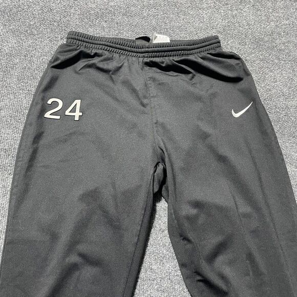 Nike Dri-Fit Track Pants Mens Small Black Zip Ankle 24 Logo Training 588501-010 - Picture 2 of 12